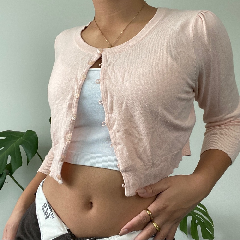 baby pink button up cardigan